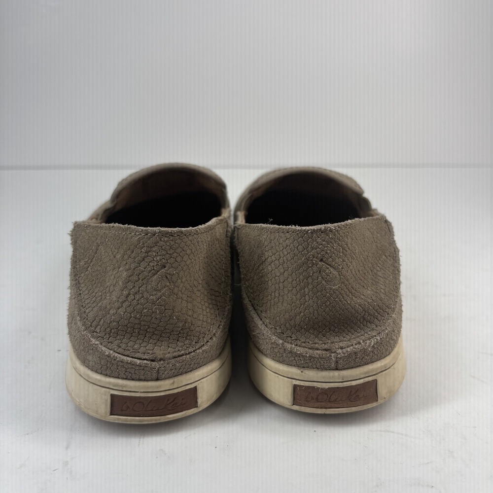 Olukai‎ Pehuea Women's US 8 Taupe Snake-Embossed Leather Slip-On Loafer Shoes - Picture 4 of 16